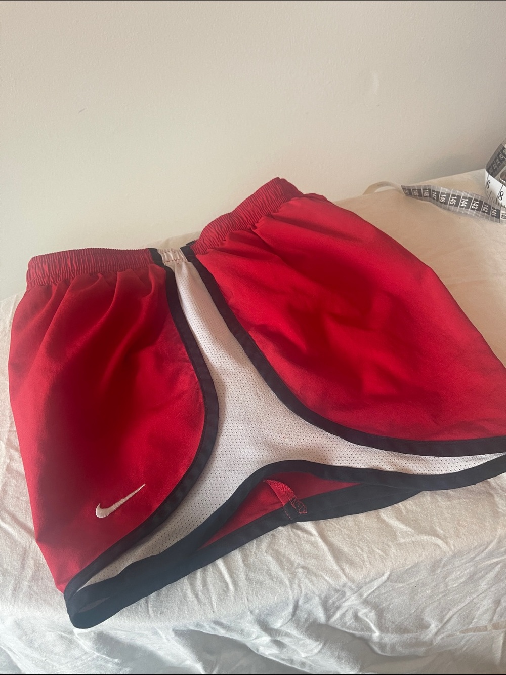 Nike Tempo Women’s Athletic Shorts Red & White with Black Trim Size XS